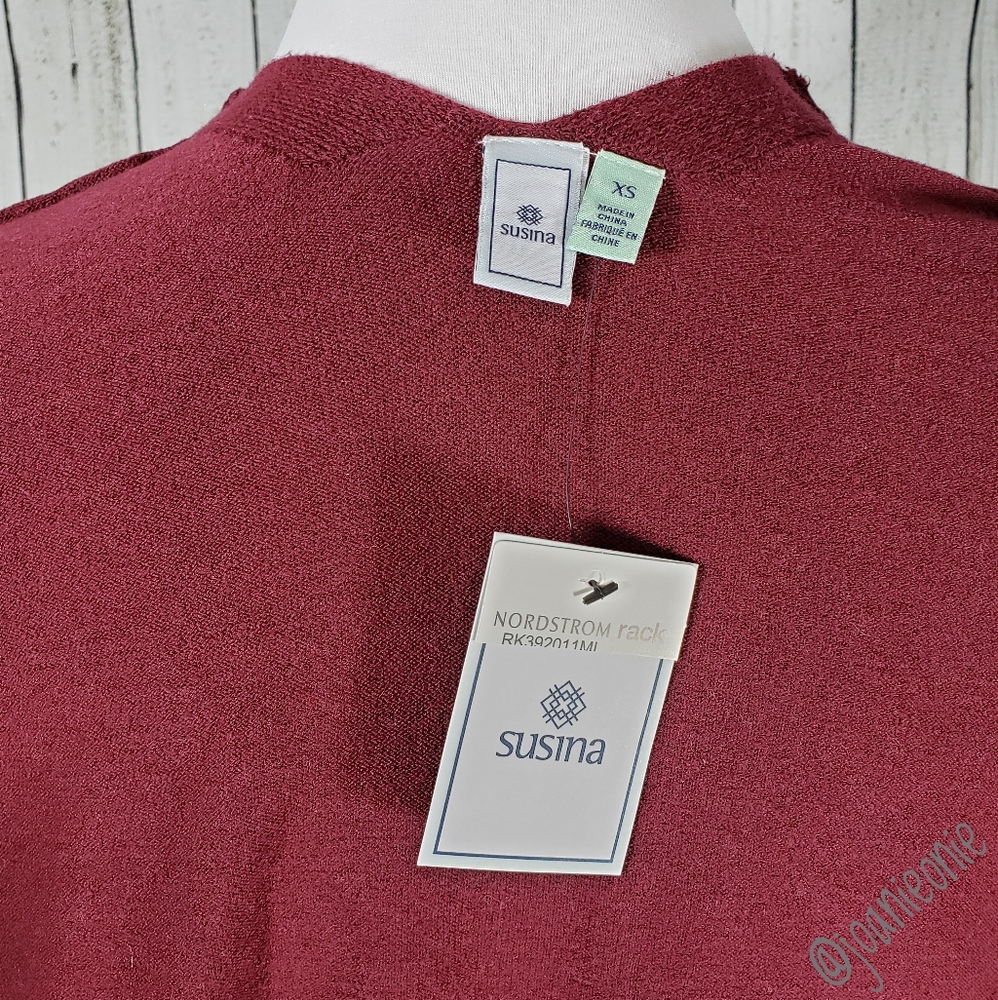 xx SUSINA Nordstrom Long Cardi Burgundy Sz XS NWT - Picture 4 of 5